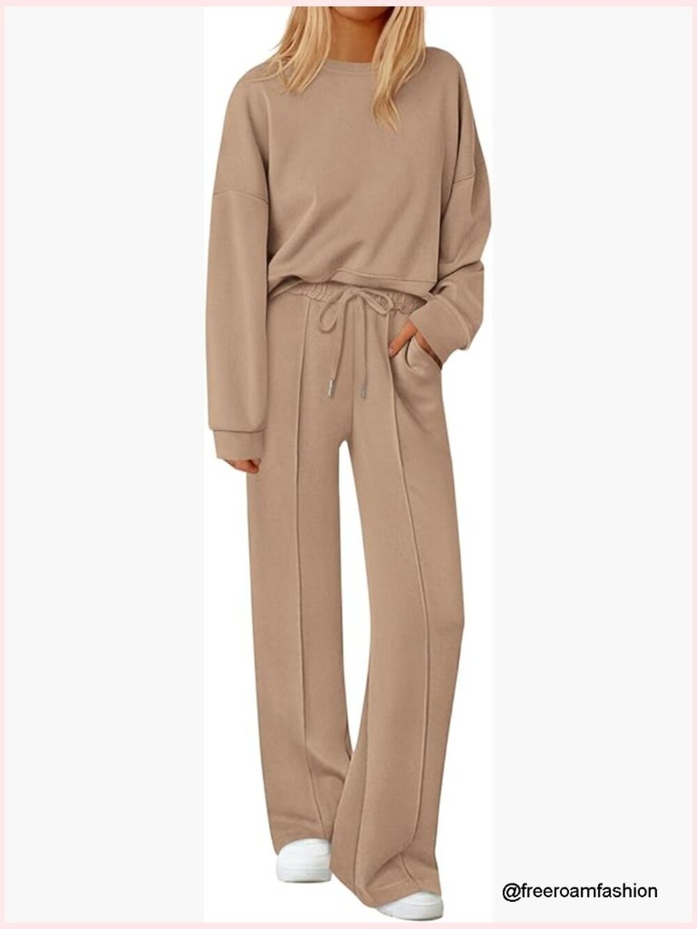 2 Piece Lounge Set - Long Sleeve Sweatshirt & Wide Leg Pants